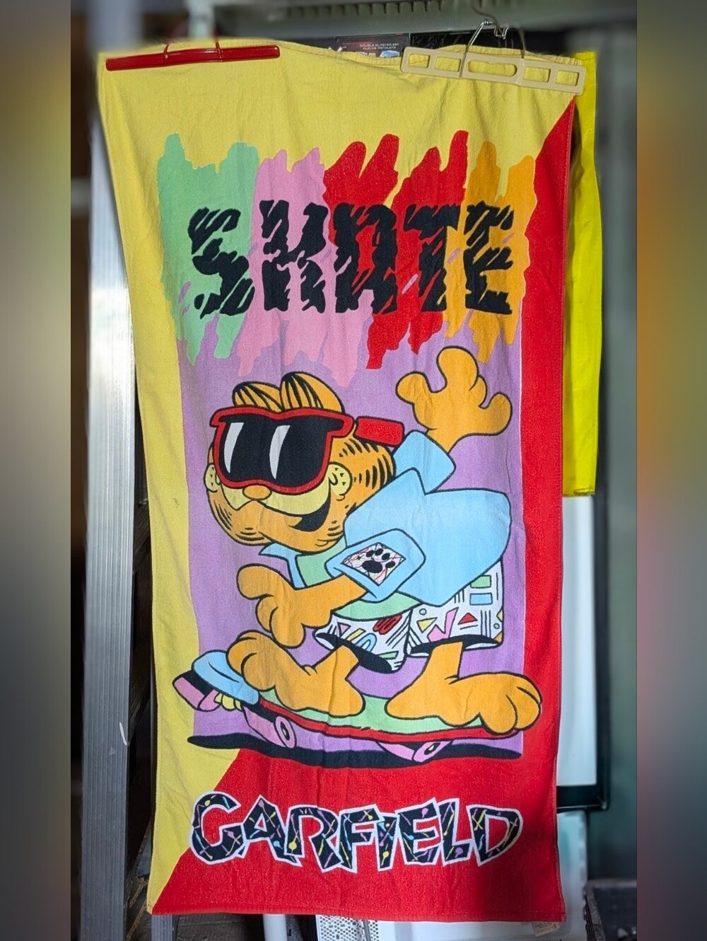 Garfield Skateboard Character Beach Towel Bright Multi 1978 Rare Retro